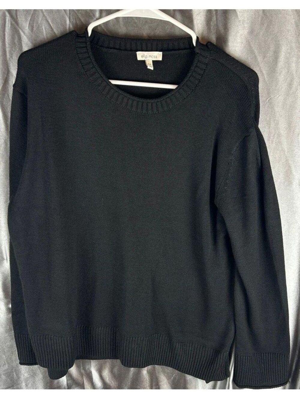 Ella Moss Women’s Black Soft Knit Sweater Size Medium Cozy Pullover